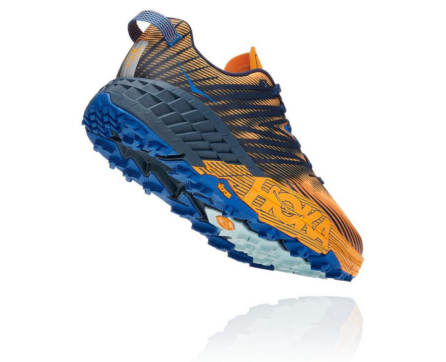 Trail Shoes Mens - Hoka One One Speedgoat 4 - Orange/Black - HUYJRAG-30